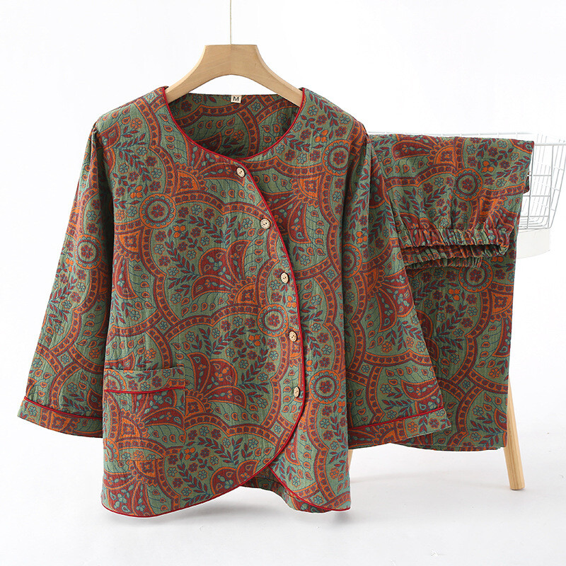 Pijamale pentru femei 2 piese ținute pijamale pijamale 100% bumbac haine acasă 2024 primăvară toamnă costum nou set de lenjerie de noapte