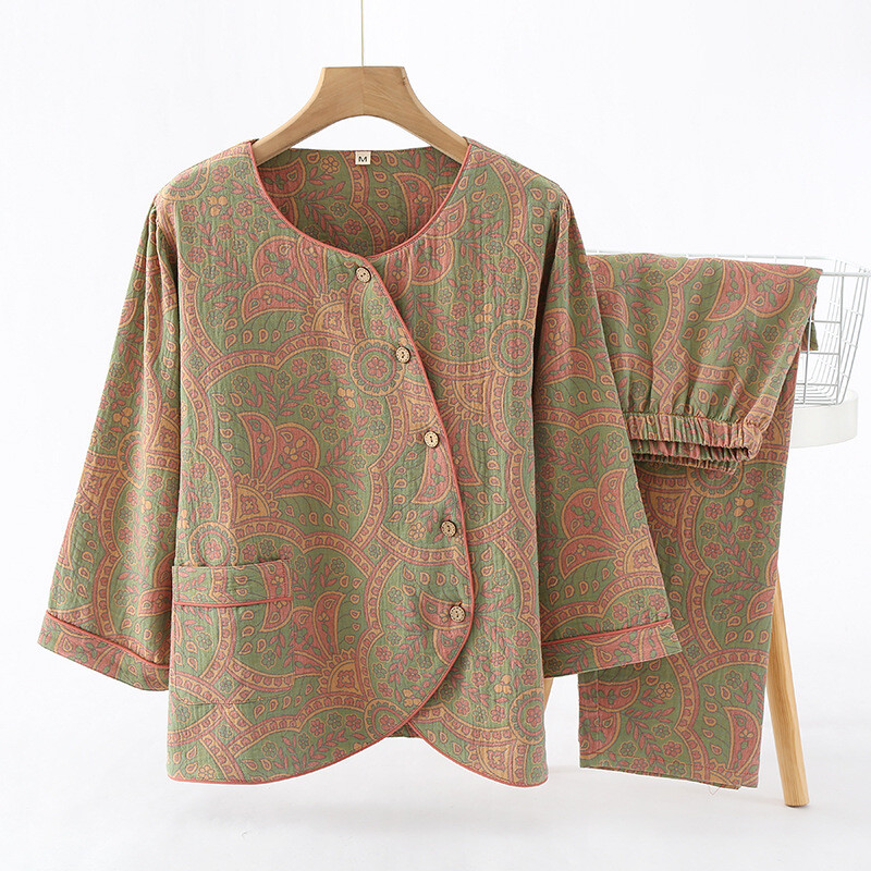 Pijamale pentru femei 2 piese ținute pijamale pijamale 100% bumbac haine acasă 2024 primăvară toamnă costum nou set de lenjerie de noapte