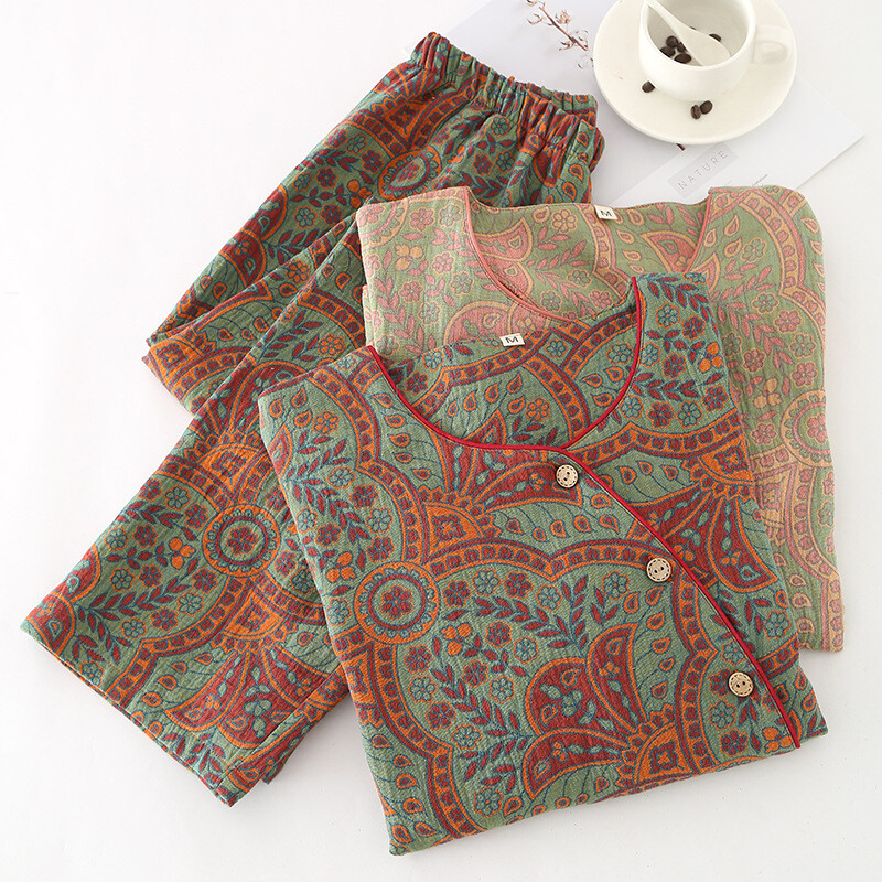 Pijamale pentru femei 2 piese ținute pijamale pijamale 100% bumbac haine acasă 2024 primăvară toamnă costum nou set de lenjerie de noapte