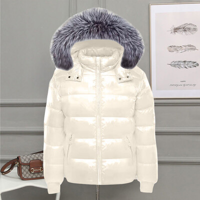 Jesenná bunda pre ženy 2024 Nová módna bunda Dámska lesklá nepremokavá zimná bunda s kapucňou Plus Size 6XL Páperové parky Zimné oblečenie