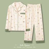 Pijamale din bumbac femei pantaloni lungi bumbac cu mâneci lungi pot fi purtate în afara dimensiunii mari a costumului de îmbrăcăminte acasă rever cireș