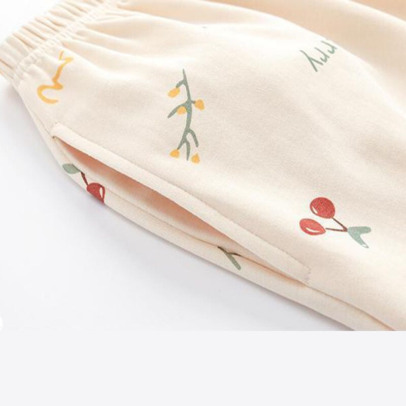 Pijamale din bumbac femei pantaloni lungi bumbac cu mâneci lungi pot fi purtate în afara dimensiunii mari a costumului de îmbrăcăminte acasă rever cireș