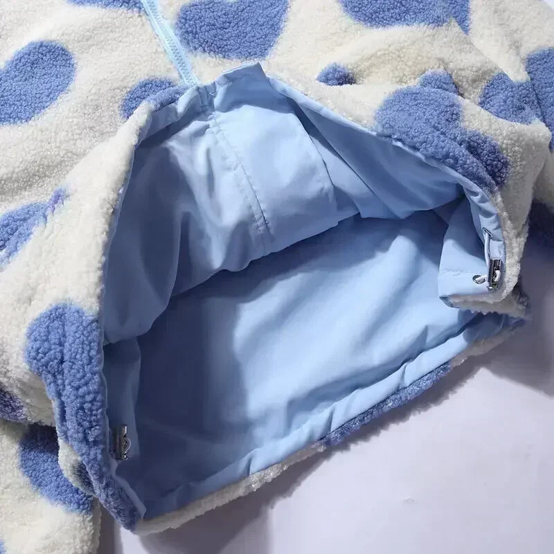 Női kétoldalas viselet Loving Heart bárány gyapjú kabát Téli új női laza alkalmi bélelt dzseki divatos állógalléros felsőruházat