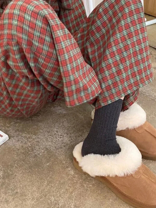 Piros kockás pizsama szettek Női Vintage laza paneles divat Elegáns alkalmi hálóruha Tavaszi koreai stílusú főiskolai lányok Népszerű puha