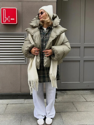 Wolfeel Winter Warm Cotton Puffer Jackets Γυναικεία Loose Parkas Παλτό Vintage Μπουφάν ψωμιού Outwear Γυναικείο καπιτονέ μπουφάν