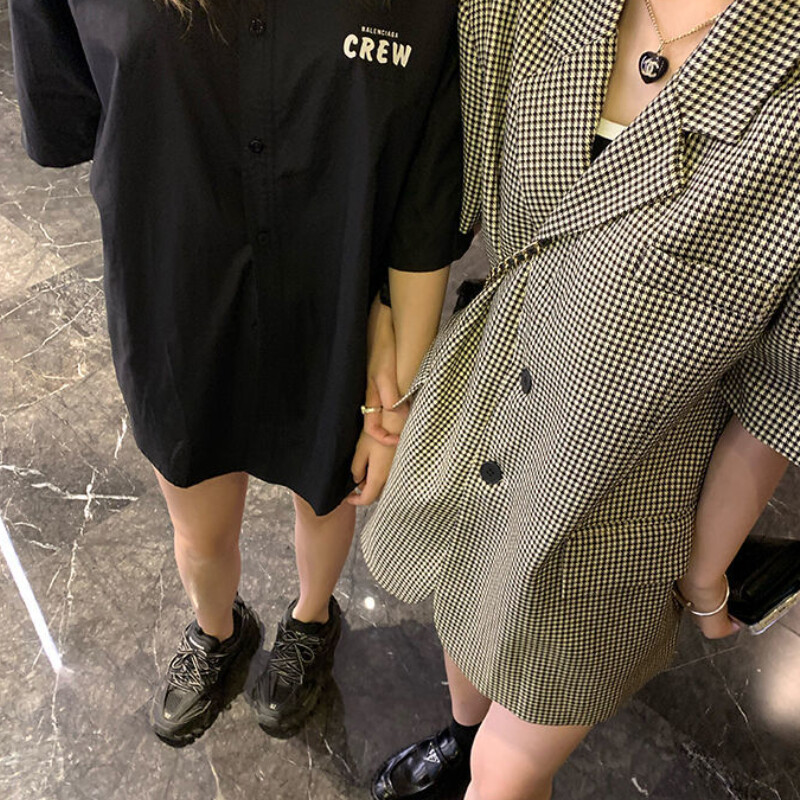 Rövid ujjú blézerek női koreai stílusú nyári lezser kockás, minden meccsen Basic Laza New Temper Ins Hot Street Женские Ulzzang Chic