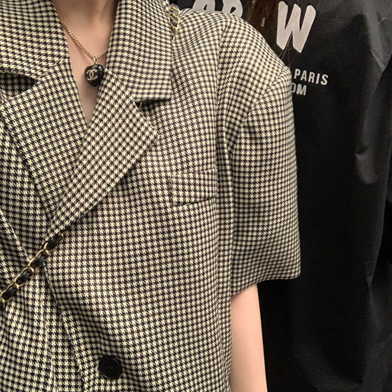 Rövid ujjú blézerek női koreai stílusú nyári lezser kockás, minden meccsen Basic Laza New Temper Ins Hot Street Женские Ulzzang Chic