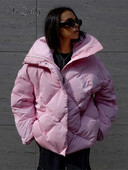 Γυναικείο μονόστομο παλτό βαμβακερό παλτό με καπιτονέ ζεστό μαλακό χαλαρό ελαστικό 2024 Νέα κοντό μπουφάν