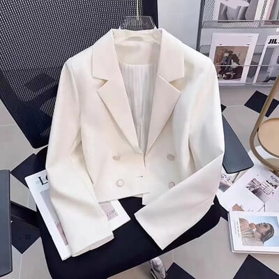 Divatos, kétsoros blézer dzseki, női, 2024. ősz, új koreai, vágott blézer, alkalmi, hosszú ujjú öltöny, női