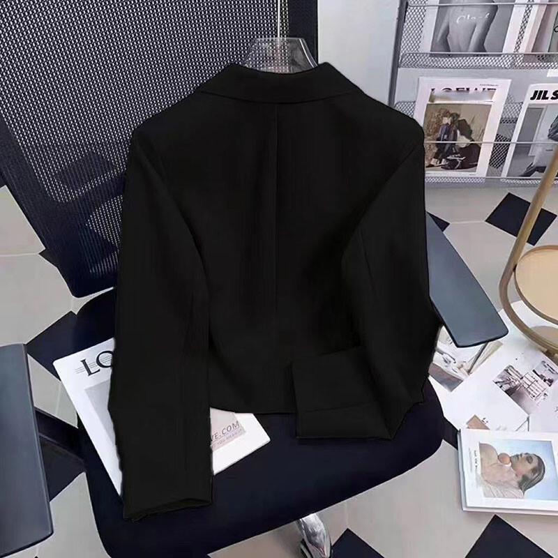Divatos, kétsoros blézer dzseki, női, 2024. ősz, új koreai, vágott blézer, alkalmi, hosszú ujjú öltöny, női