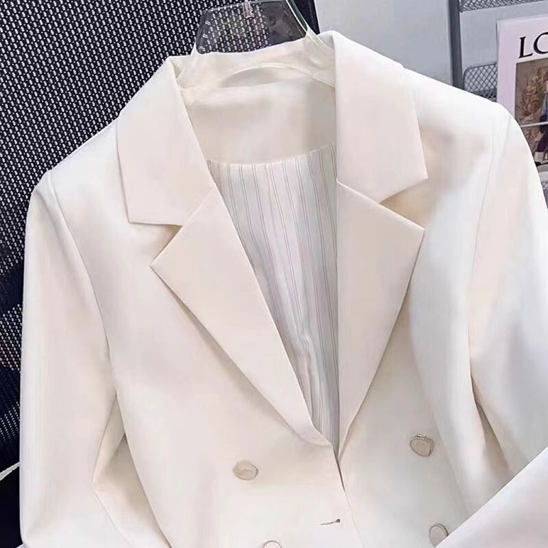 Divatos, kétsoros blézer dzseki, női, 2024. ősz, új koreai, vágott blézer, alkalmi, hosszú ujjú öltöny, női