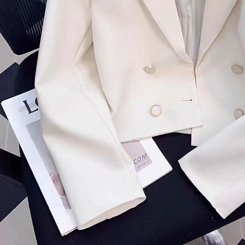 Divatos, kétsoros blézer dzseki, női, 2024. ősz, új koreai, vágott blézer, alkalmi, hosszú ujjú öltöny, női