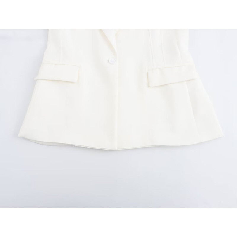 „Aoaiiys“ balti švarkai moteriški paltai su vienu mygtuku ilgomis rankovėmis kišenės rudens žiemos švarkai Naujos pagrindinės mados elegantiškos striukės