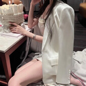 Kiváló minőségű fehér kis öltöny dzseki nőknek 2024 tavaszi új acetát sag szatén divatos öltöny társasági női ruhákhoz