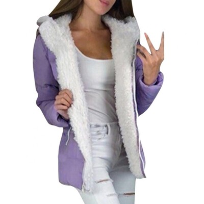 Ženska jesen-zima jednobojna jakna s kapuljačom i patentnim zatvaračem, podebljani topli pamučni kaput Ženski kaput s kapuljačom otporan na vjetar jakna ženska