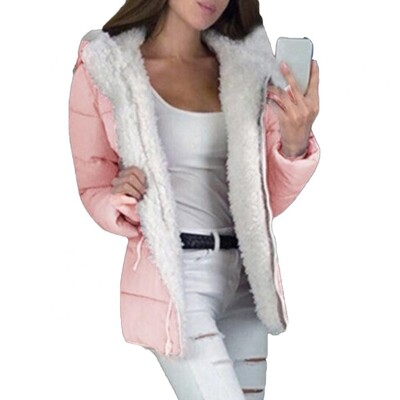 Ženska jesen-zima jednobojna jakna s kapuljačom i patentnim zatvaračem, podebljani topli pamučni kaput Ženski kaput s kapuljačom otporan na vjetar jakna ženska