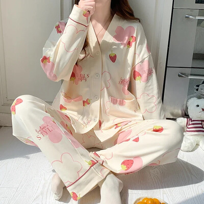 SUKAE Dámske jesenné a zimné pyžamové súpravy, ležérne kimono, pyžamové súpravy, voľnočasové klopové domáce oblečenie