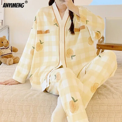 SUKAE Dámske jesenné a zimné pyžamové súpravy, ležérne kimono, pyžamové súpravy, voľnočasové klopové domáce oblečenie