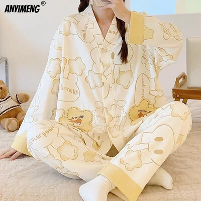 SUKAE Dámske jesenné a zimné pyžamové súpravy, ležérne kimono, pyžamové súpravy, voľnočasové klopové domáce oblečenie