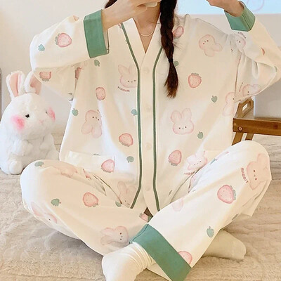 SUKAE Dámske jesenné a zimné pyžamové súpravy, ležérne kimono, pyžamové súpravy, voľnočasové klopové domáce oblečenie