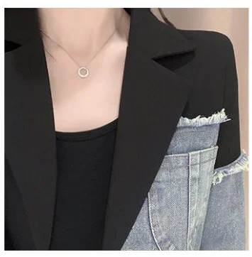 Jachetă de damă din denim mozaic Jachetă casual Blazere pentru îmbrăcăminte pentru femei A550