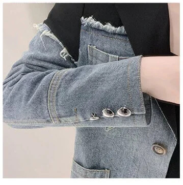 Jachetă de damă din denim mozaic Jachetă casual Blazere pentru îmbrăcăminte pentru femei A550