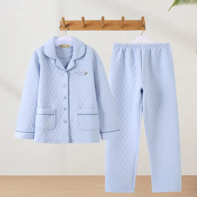 Pijamale din bumbac de iarnă din bumbac pur 100% pur pentru femei Îmbrăcăminte groase de acasă Îmbrăcăminte exterioară Design stratificat