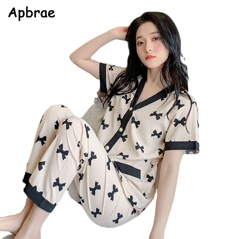 Korėjietiškas pižamų rinkinys moterims Vasaros pavasario kimono miegui drabužiai mergaičių mados mielos moteriškos pižamos lanko pižamos japoniški poilsio drabužiai