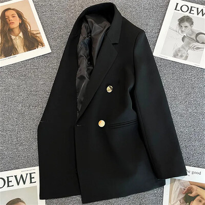 Dámske sako s dlhým rukávom, jarná jeseň, elegantná jednofarebná bunda s dlhým rukávom, ležérne sako, sako pre kanceláriu, jar, jeseň, 2024