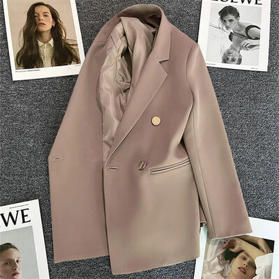 Dámske sako s dlhým rukávom, jarná jeseň, elegantná jednofarebná bunda s dlhým rukávom, ležérne sako, sako pre kanceláriu, jar, jeseň, 2024