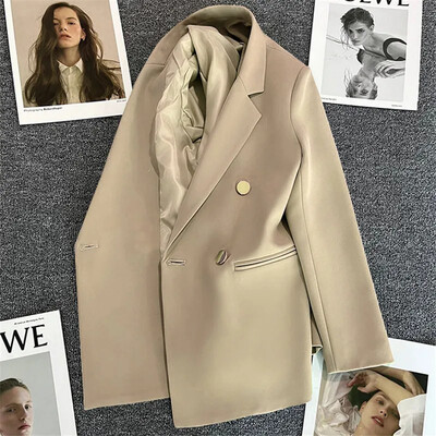 Dámske sako s dlhým rukávom, jarná jeseň, elegantná jednofarebná bunda s dlhým rukávom, ležérne sako, sako pre kanceláriu, jar, jeseň, 2024