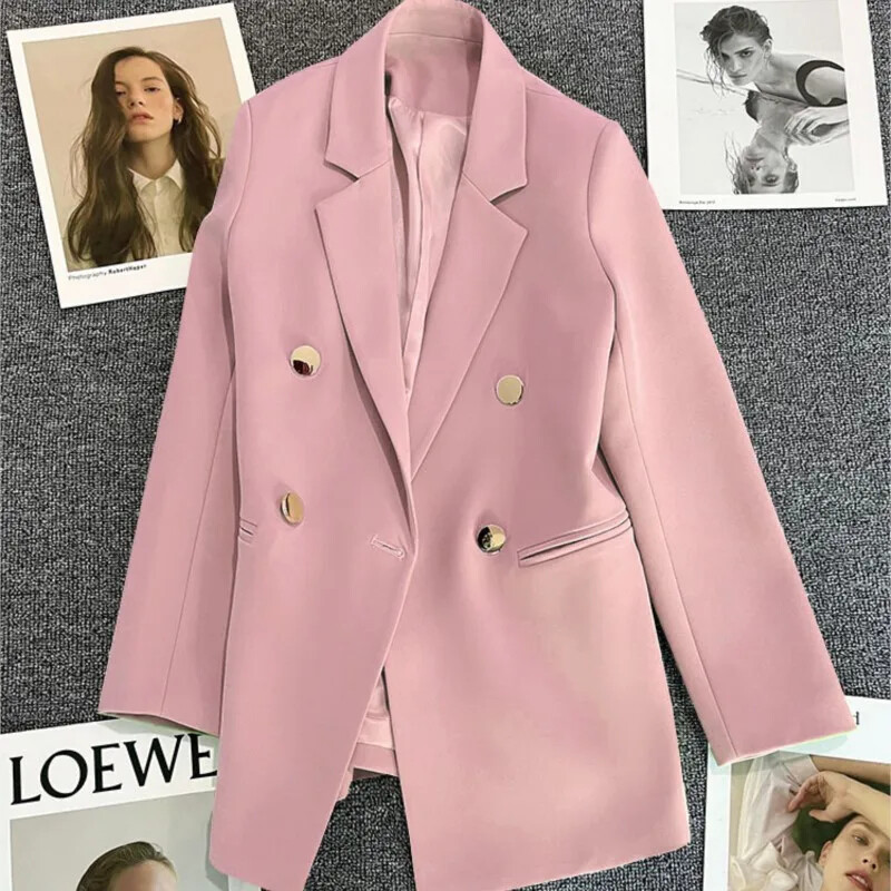 Dámske sako s dlhým rukávom, jarná jeseň, elegantná jednofarebná bunda s dlhým rukávom, ležérne sako, sako pre kanceláriu, jar, jeseň, 2024
