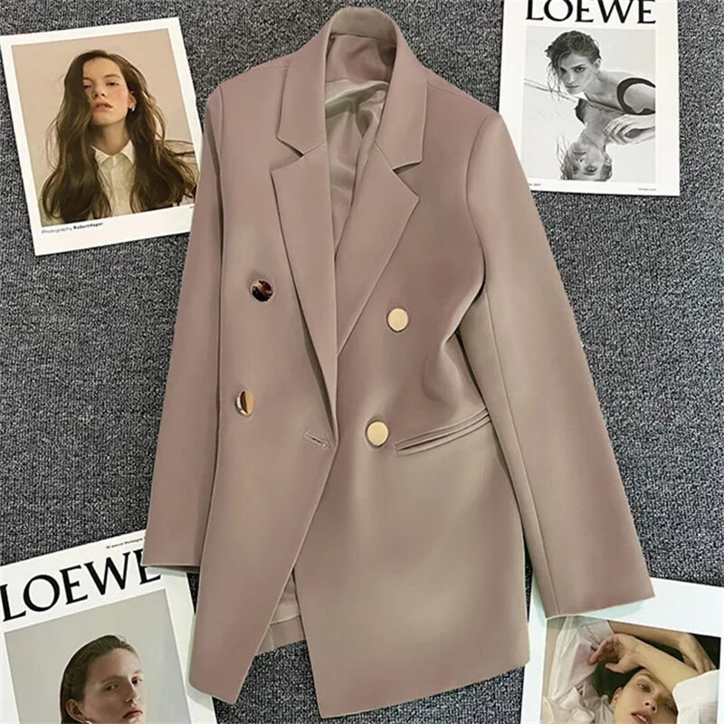 Dámske sako s dlhým rukávom, jarná jeseň, elegantná jednofarebná bunda s dlhým rukávom, ležérne sako, sako pre kanceláriu, jar, jeseň, 2024
