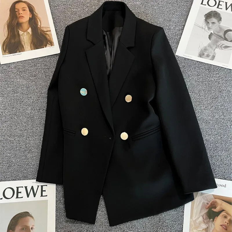 Dámske sako s dlhým rukávom, jarná jeseň, elegantná jednofarebná bunda s dlhým rukávom, ležérne sako, sako pre kanceláriu, jar, jeseň, 2024
