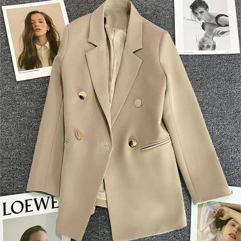 Dámske sako s dlhým rukávom, jarná jeseň, elegantná jednofarebná bunda s dlhým rukávom, ležérne sako, sako pre kanceláriu, jar, jeseň, 2024