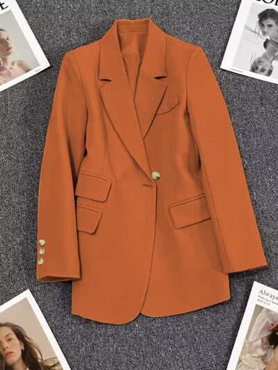 Καφέ σακάκι σακάκι Κορεάτικο μακρυμάνικο μπουφάν Blazer Γυναικείο Γυναικείο παλτό κομψό Δωρεάν αποστολή