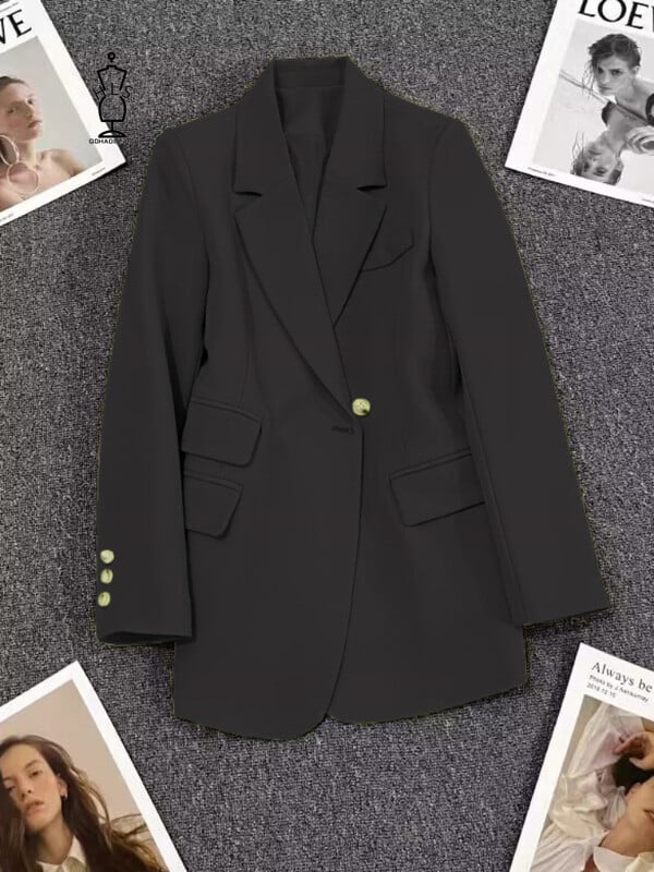 Καφέ σακάκι σακάκι Κορεάτικο μακρυμάνικο μπουφάν Blazer Γυναικείο Γυναικείο παλτό κομψό Δωρεάν αποστολή
