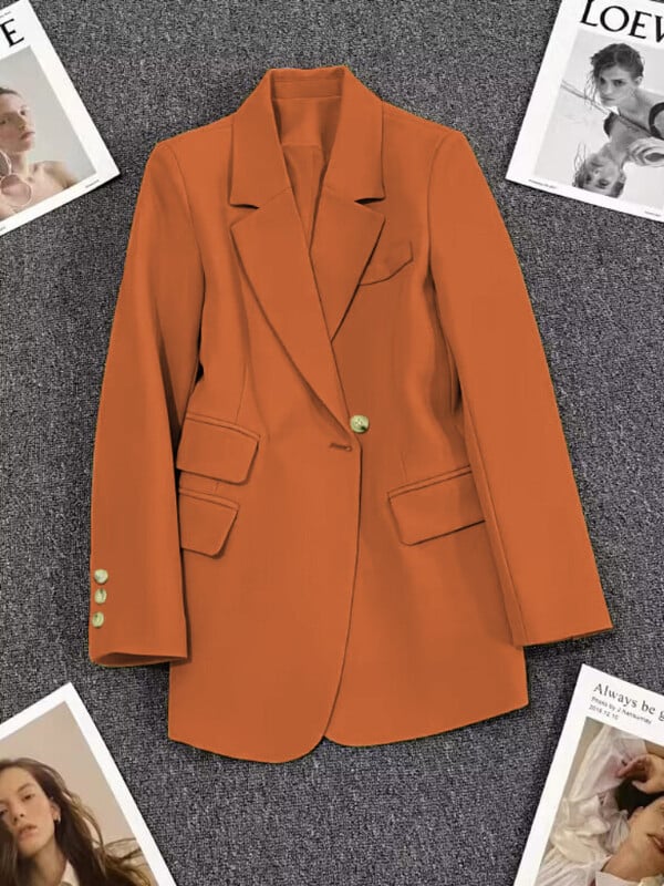 Καφέ σακάκι σακάκι Κορεάτικο μακρυμάνικο μπουφάν Blazer Γυναικείο Γυναικείο παλτό κομψό Δωρεάν αποστολή