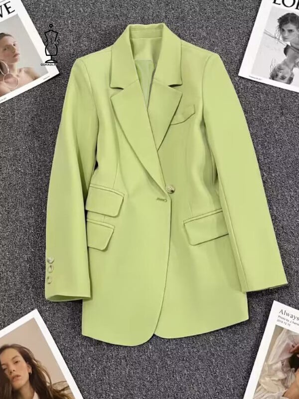 Καφέ σακάκι σακάκι Κορεάτικο μακρυμάνικο μπουφάν Blazer Γυναικείο Γυναικείο παλτό κομψό Δωρεάν αποστολή