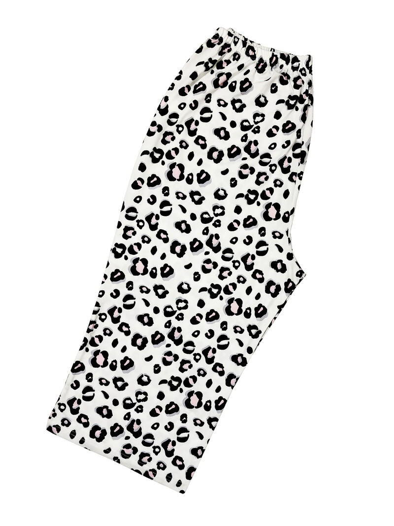 Női pizsama szett nyári leopárdmintás alkalmi rövid ujjú, kerek nyakú felső Capri nadrág hálóruha szett nappali ruha