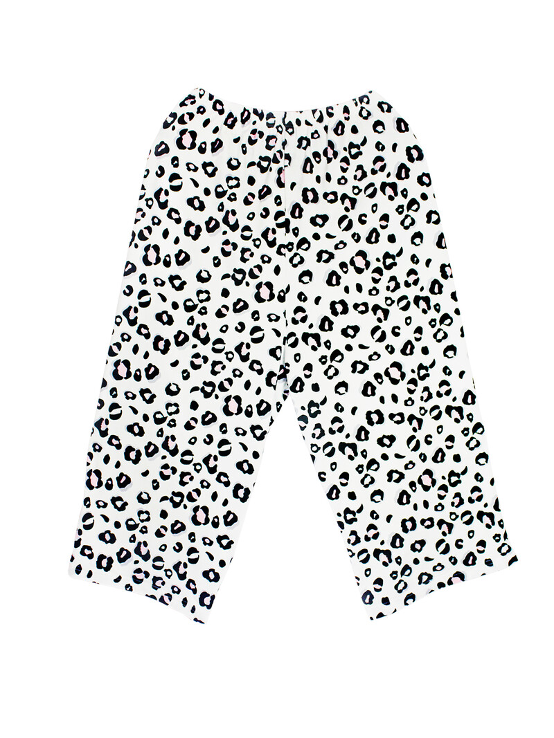 Női pizsama szett nyári leopárdmintás alkalmi rövid ujjú, kerek nyakú felső Capri nadrág hálóruha szett nappali ruha