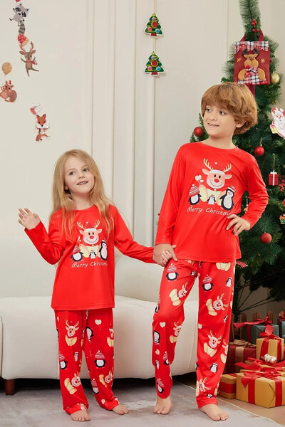 Linksmų Kalėdų spaudiniai Vaikų pižamos rinkinys berniukams mergaitėms, 2 dalių kostiumas Mielas minkštas miegui skirtas drabužis vaikiški drabužiai 6M-14Y Kalėdų išvaizda