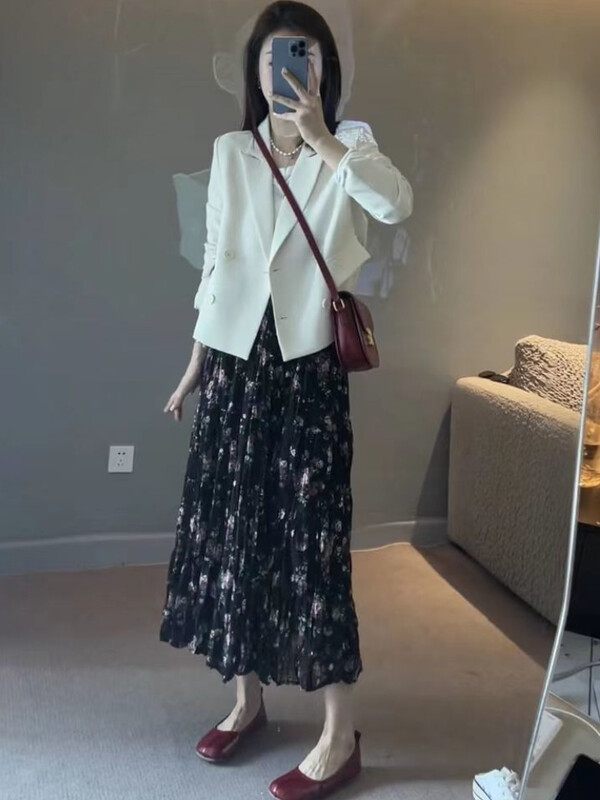 Dámske jarné saká, jednofarebné, nepravidelné, módne, vrúbkované, kancelárske, elegantné, ležérne, kórejské, ležérne, oblečenie pre street street
