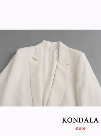 KONDALA Office Lady White Blazer Μακρυμάνικο τσέπες με ένα κουμπί Loose Blazer New Fashion 2023 Φθινοπωρινά υπερμεγέθη παλτό