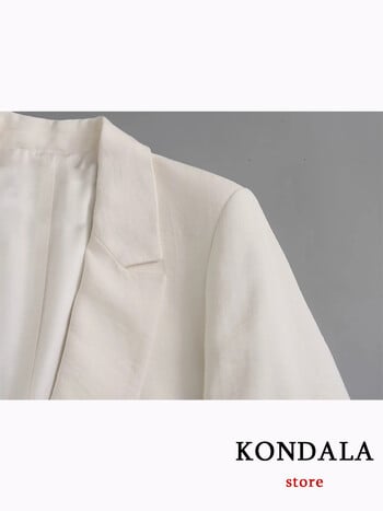 KONDALA Office Lady White Blazer Μακρυμάνικο τσέπες με ένα κουμπί Loose Blazer New Fashion 2023 Φθινοπωρινά υπερμεγέθη παλτό