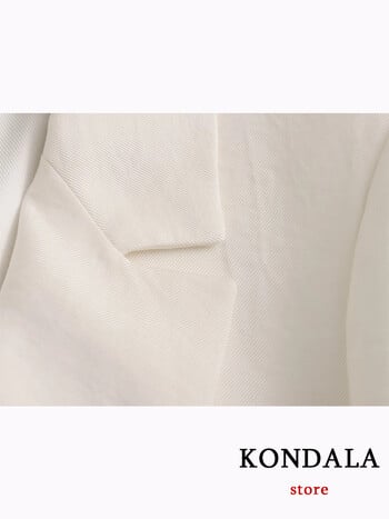 KONDALA Office Lady White Blazer Μακρυμάνικο τσέπες με ένα κουμπί Loose Blazer New Fashion 2023 Φθινοπωρινά υπερμεγέθη παλτό