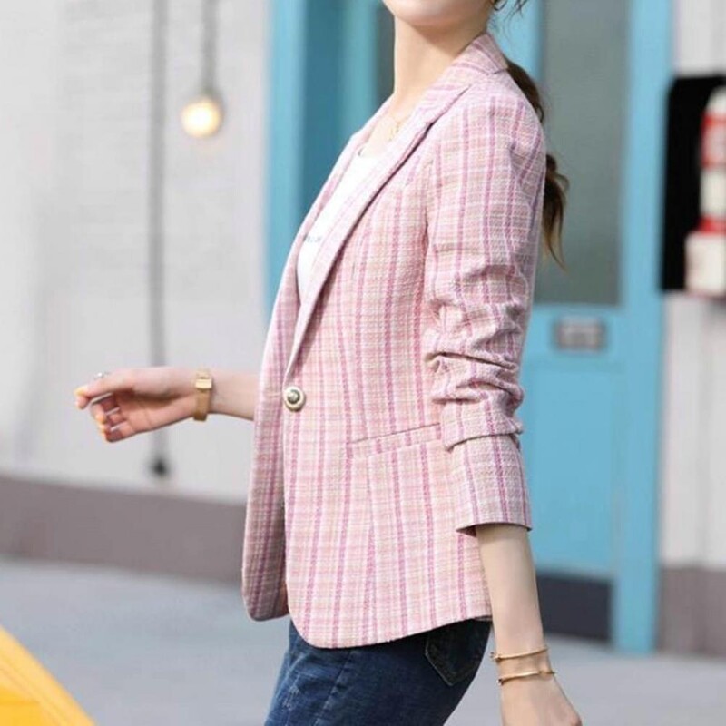 Dámsky jarný kabát, trendy slim fit dámske jarné sako s jedným gombíkom, dámske jarné sako, ležérne dámske jarné sako do práce