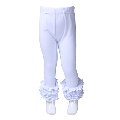 Ruffkids 100% pamuk Odjeća za malu djecu Ljeto Proljeće Pencil Hlače Hlače slatkih boja Sportske djevojke Icing Ruffle Leggings