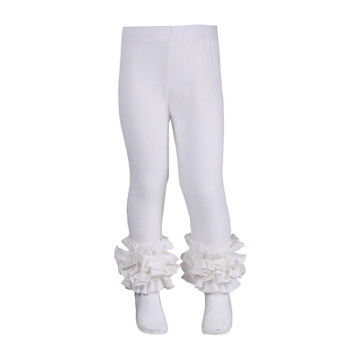 Ruffkids 100% pamuk Odjeća za malu djecu Ljeto Proljeće Pencil Hlače Hlače slatkih boja Sportske djevojke Icing Ruffle Leggings