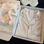 Női pizsama szett lehúzható gallér zseb hosszú ujjú alkalmi nadrág 2 részes szett hálóruha Női otthoni öltöny Női hangulatos hálóruha